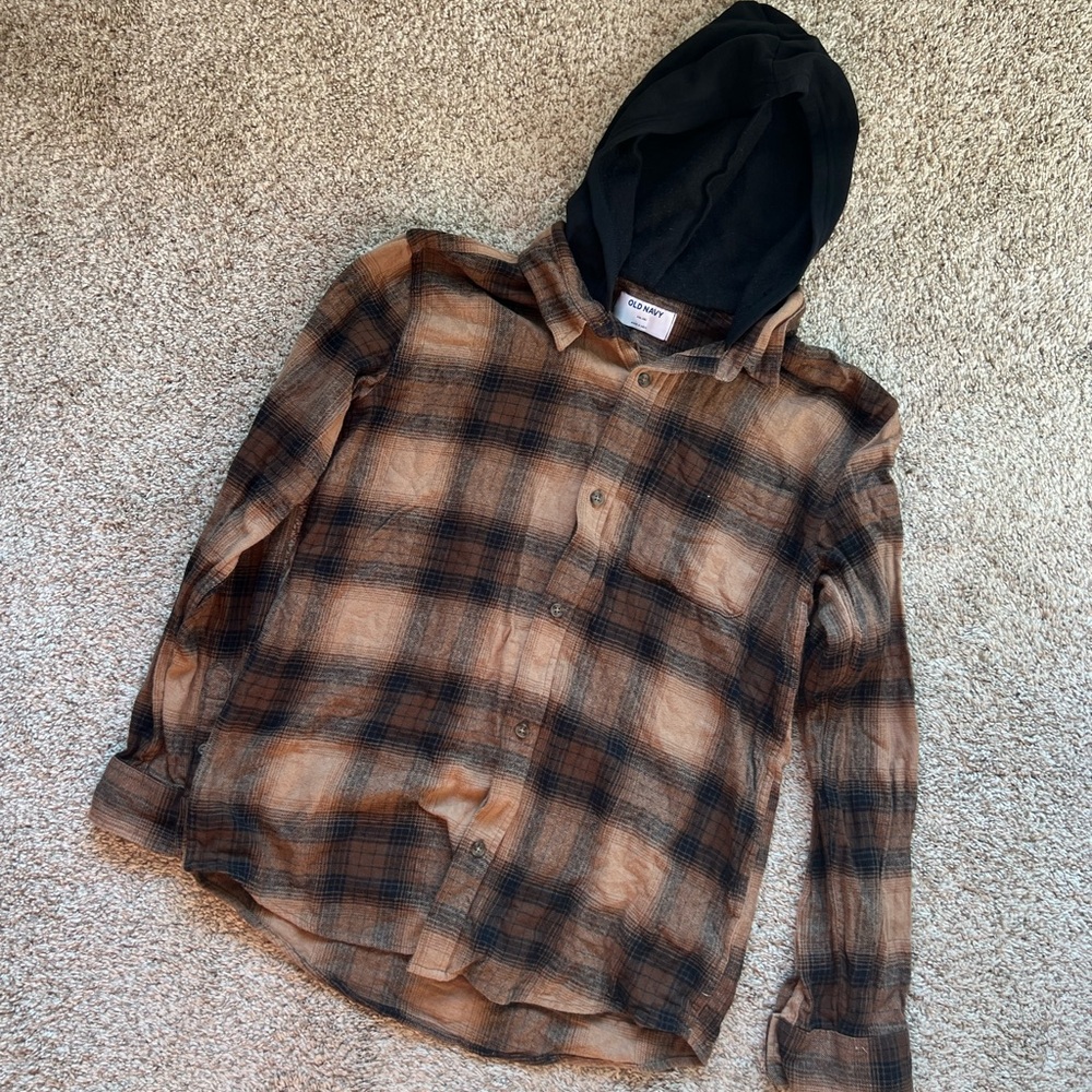 Old Navy Boys Hooded Flannel Shirt Size XXL (18)
